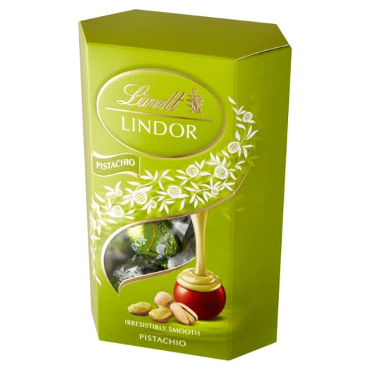LINDT Lindor Praliny z mlecznej czekolady o smaku pistacjowym