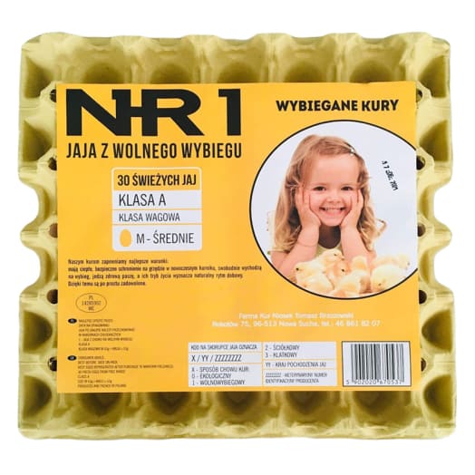 WYBIEGANE KURY Jaja kurze z wolnego wybiegu (rozmiar M) - 30 szt.